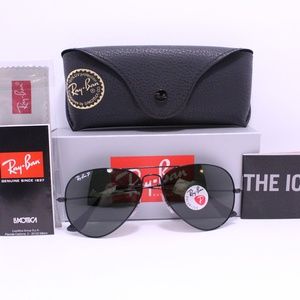 NEW!!  RAY-BAN 3025 002/58 POLARIZED BLACK AVIATOR